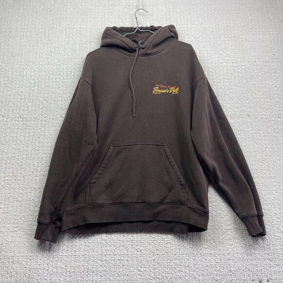 H&M x Sonnie's Deli Men's M Loose Fit Printed Hoodie Pocket Mocka Brown - Picture 2 of 11